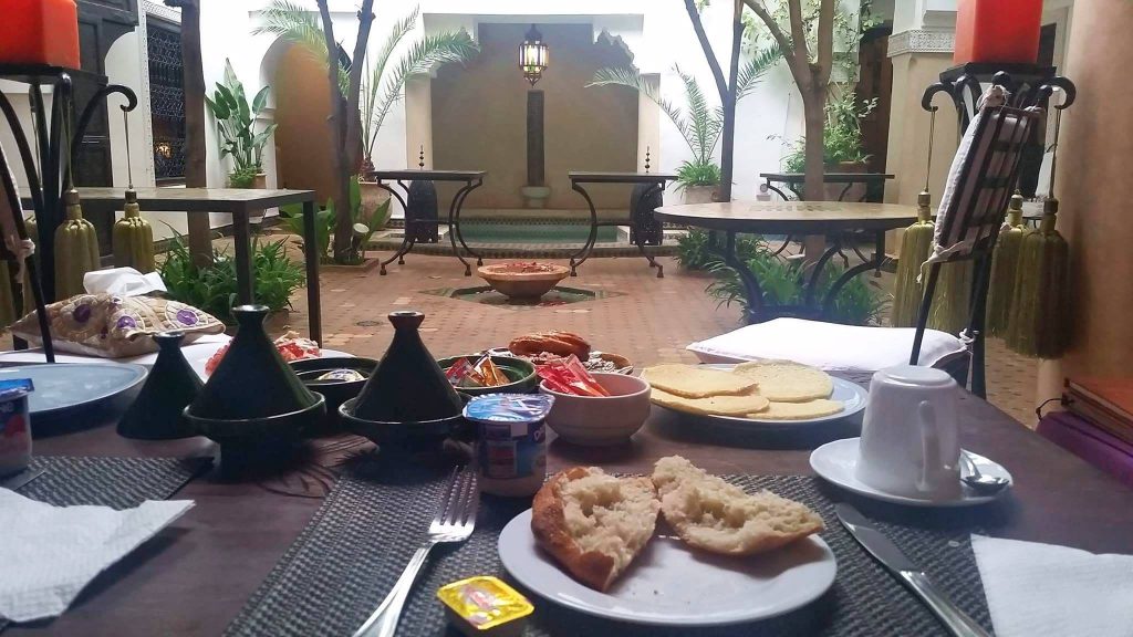 Breakfast spread at Riad Dar Dialkoum