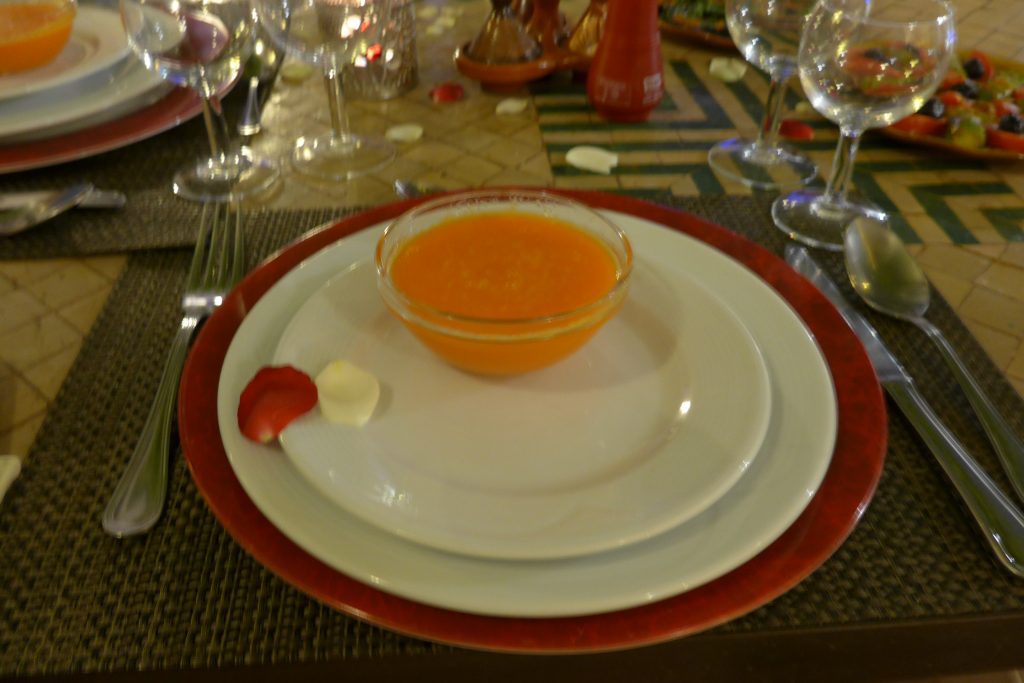 Cold orange soup at Riad Dar Dialkoum