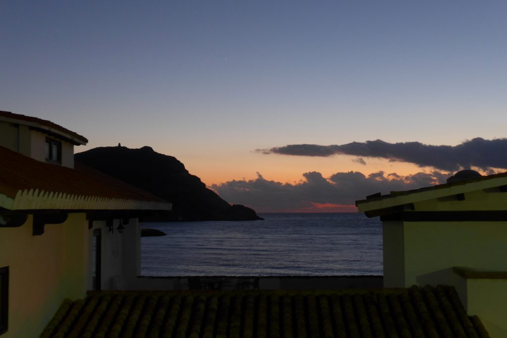 Sunrise from our balcony at the Dona Pakyta Hotel in San Jose, Spain