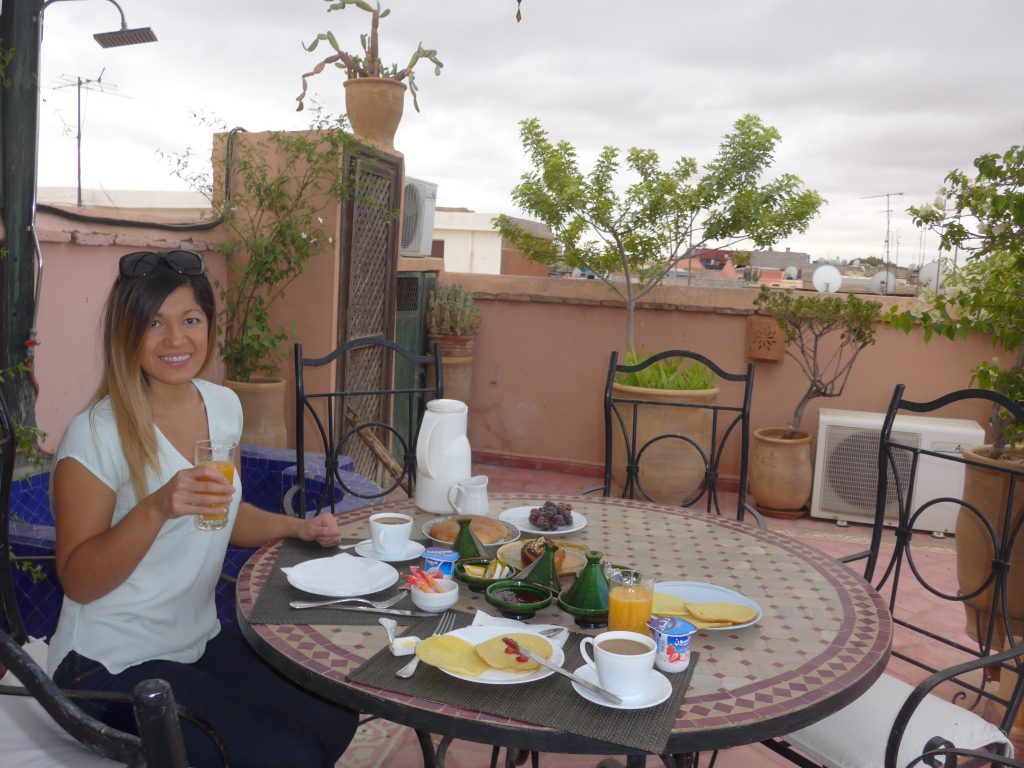 Enjoying the Moroccan orange juice