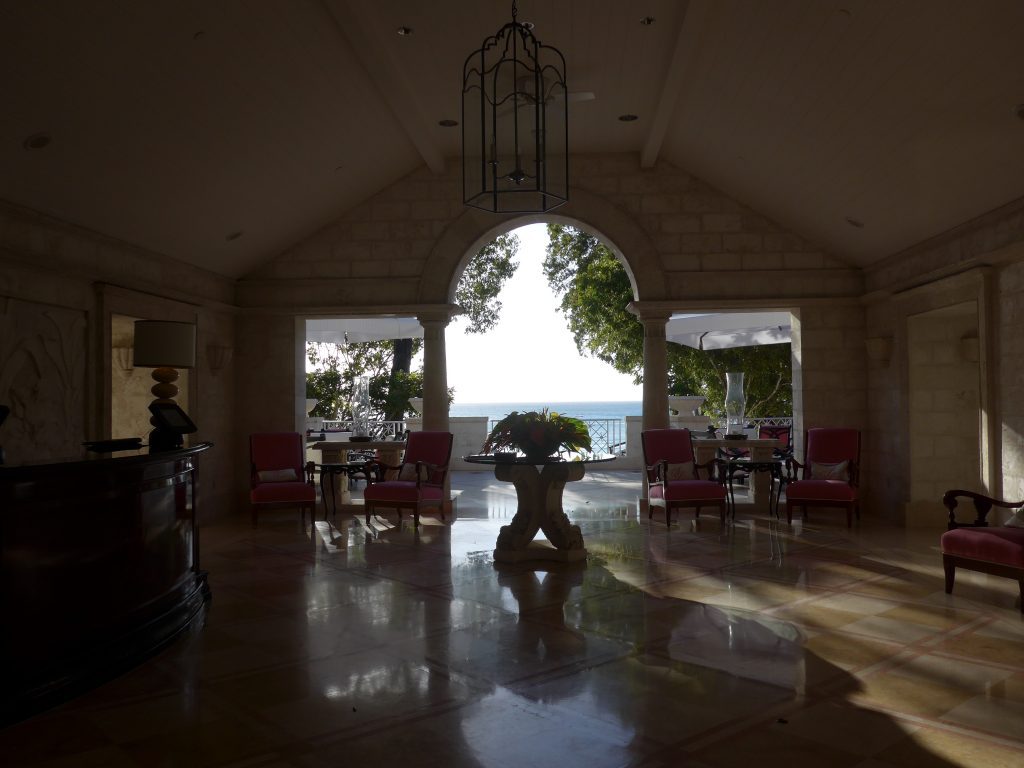 Entering the Sandy Lane Hotel Lobby