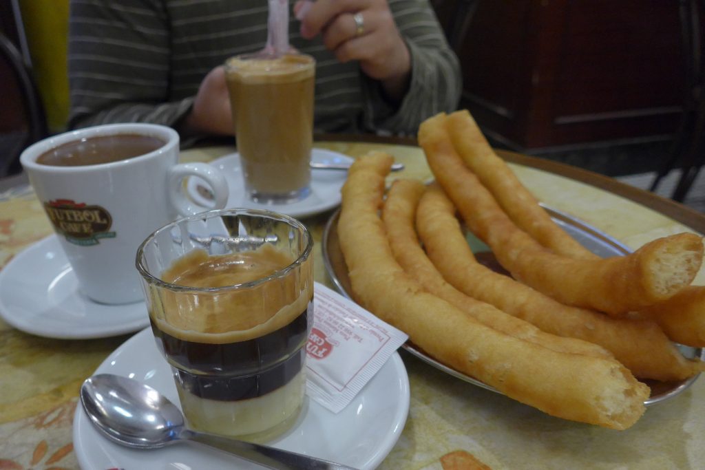 Churros con chocolate at Cafe Futbol 