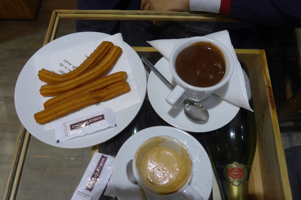 Churros con chocolate at Chocolat Box