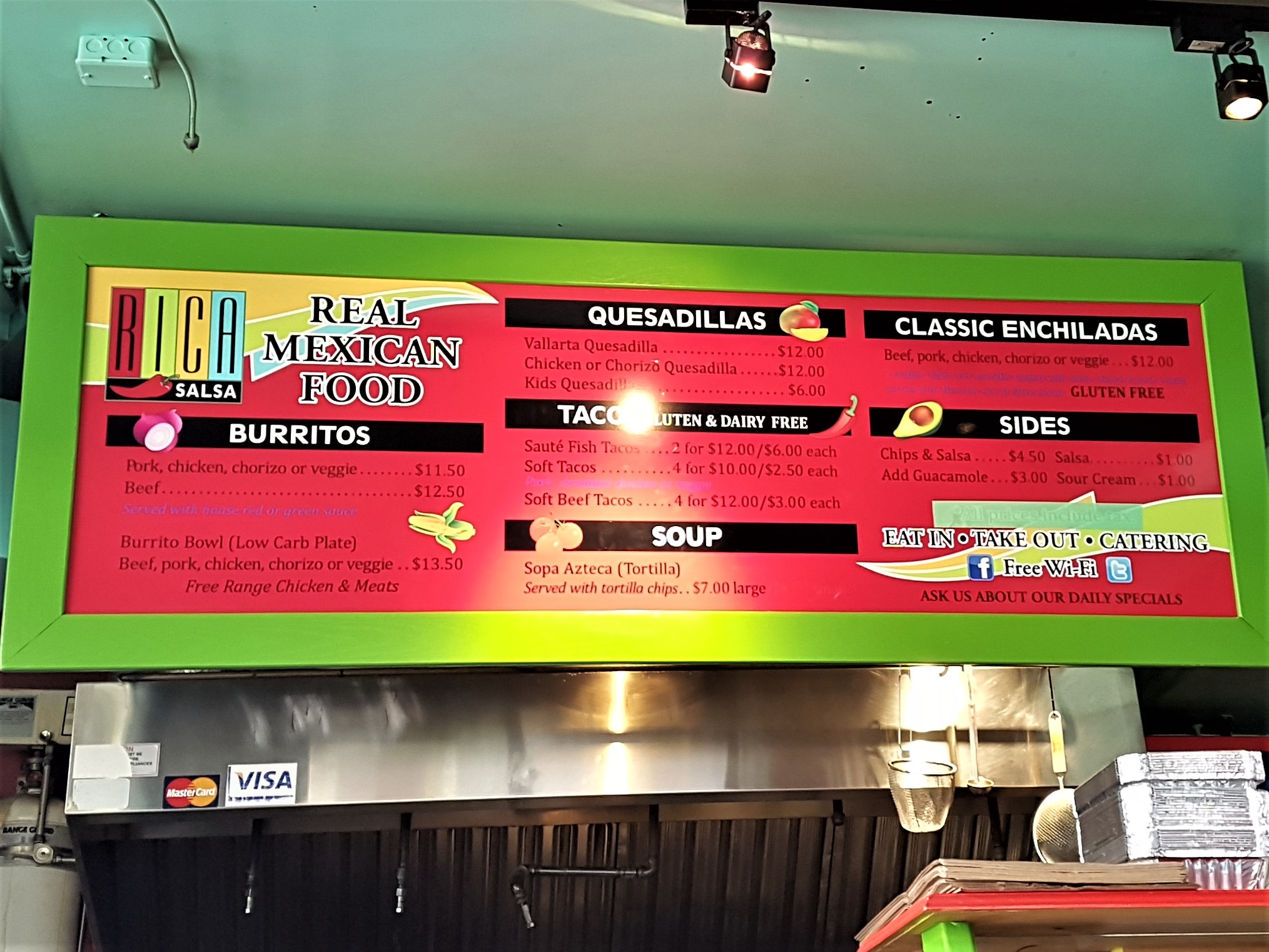 Rica Salsa Menu