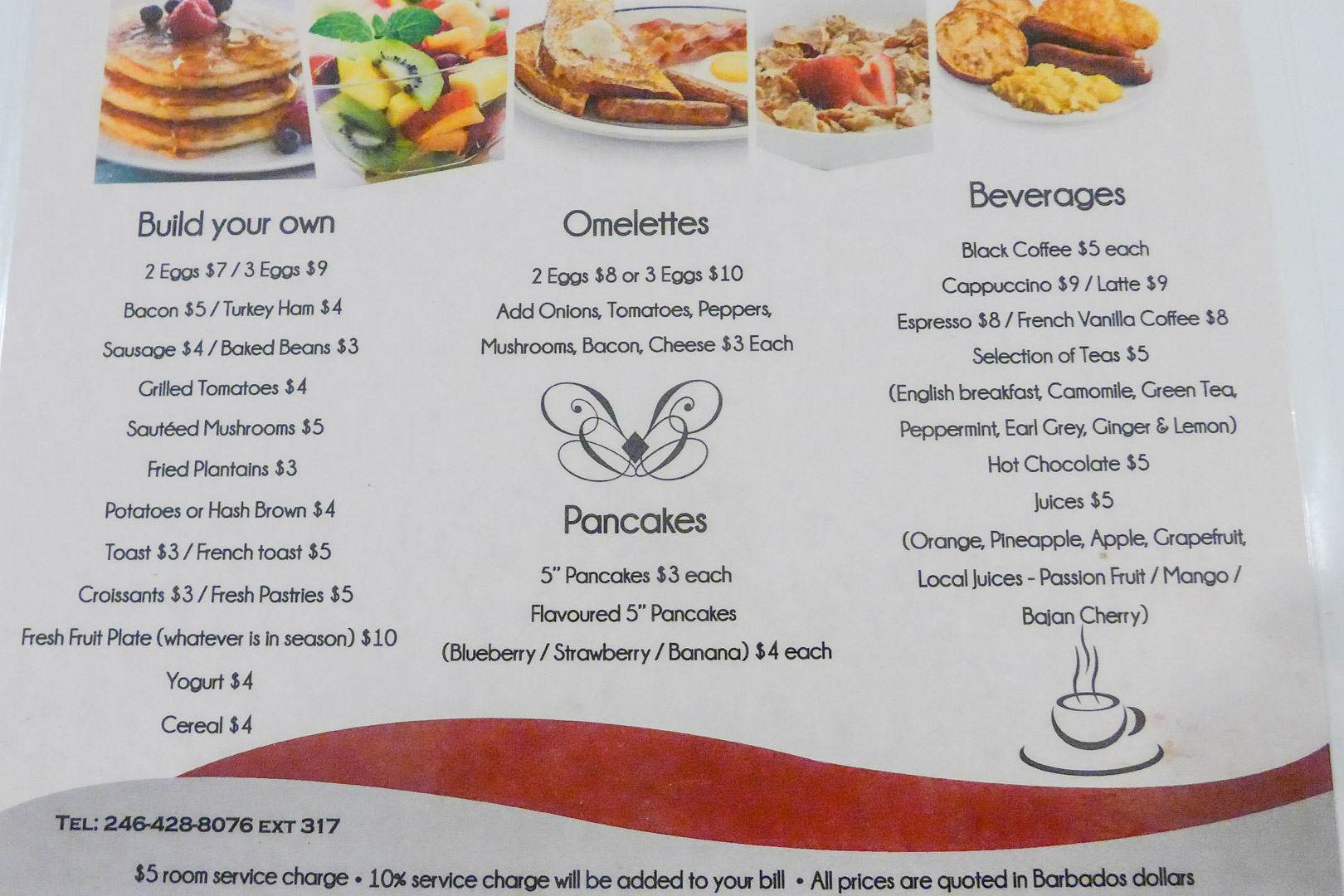 Dover Beach Hotel Breakfast Menu