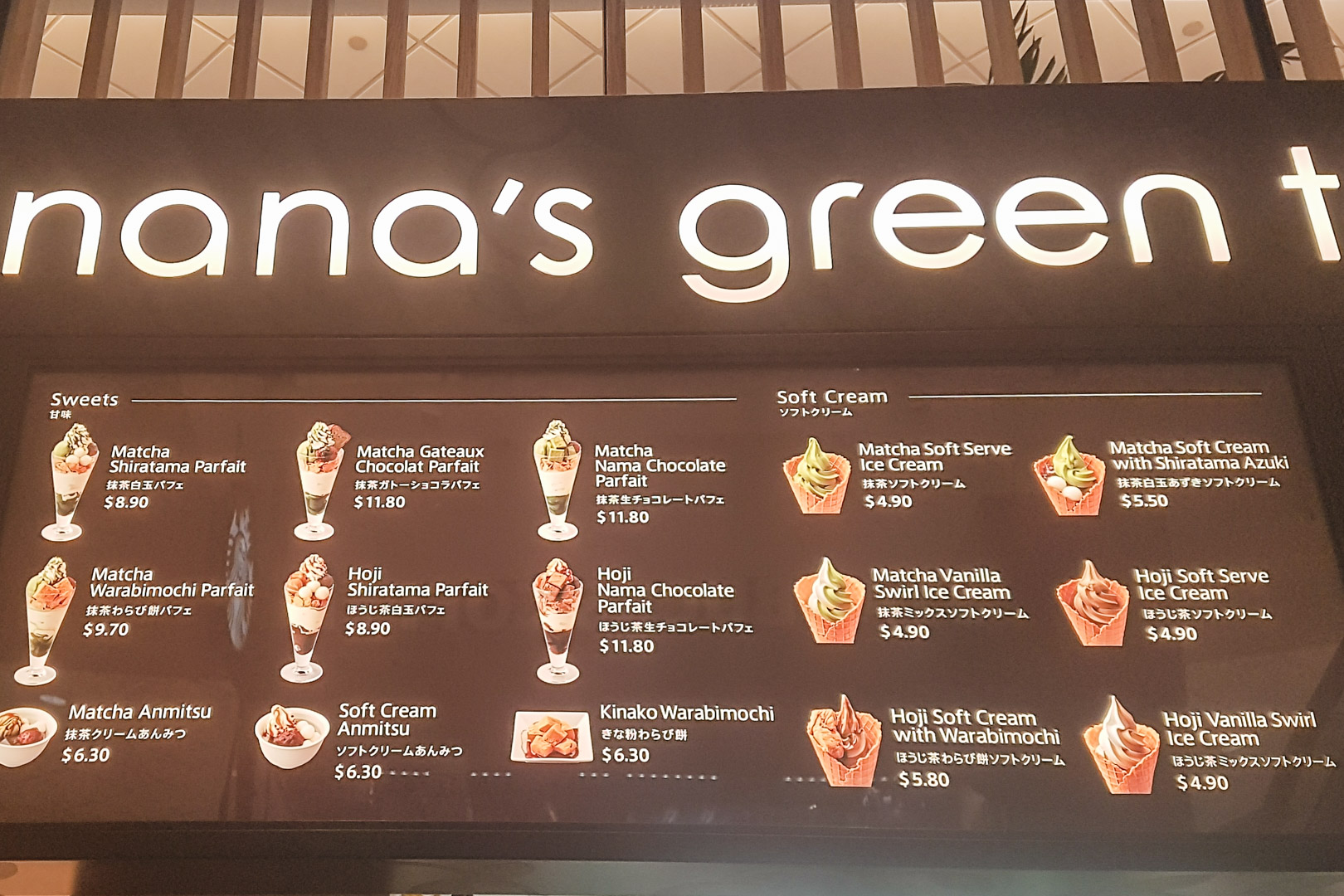 Nana's Green Tea Waikiki Menu