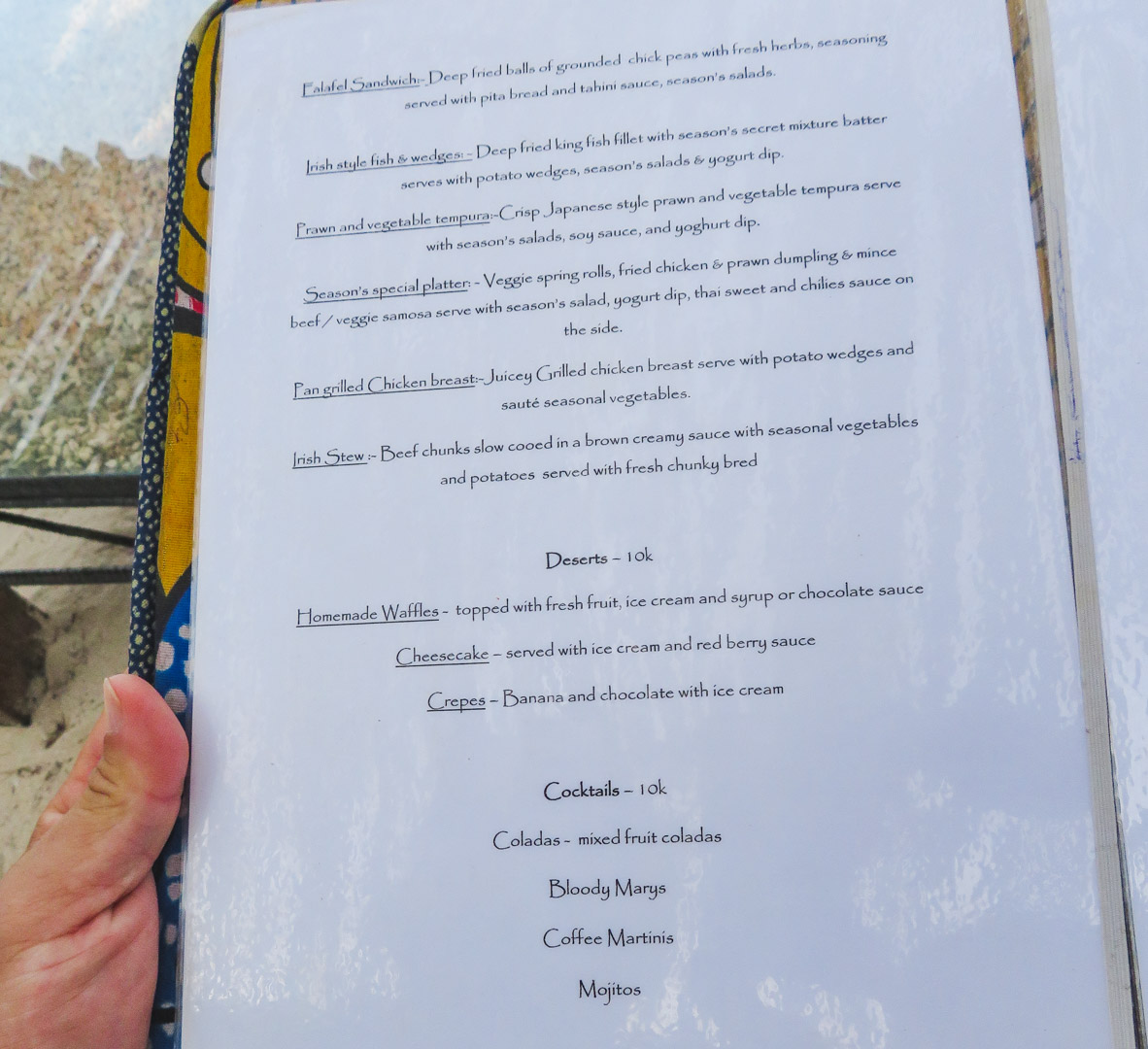 Lunch Menu at Seasons Lodge 2