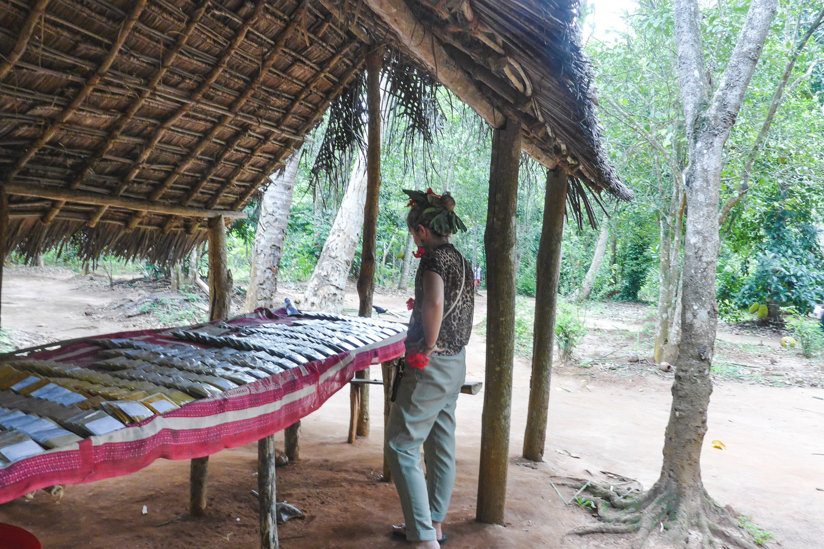 Smelling Lemongrass on Zanzibar Spice Tour