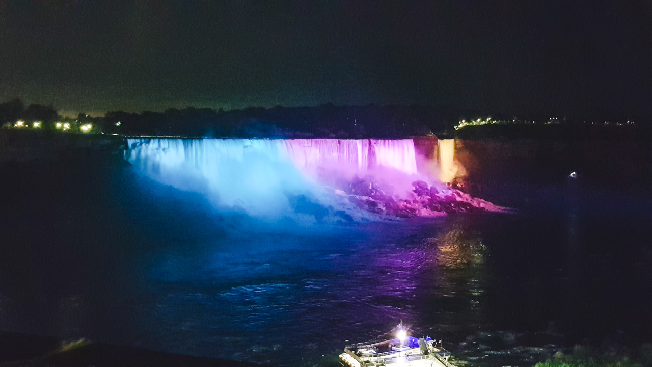 Niagara Falls at Lit Up at Night