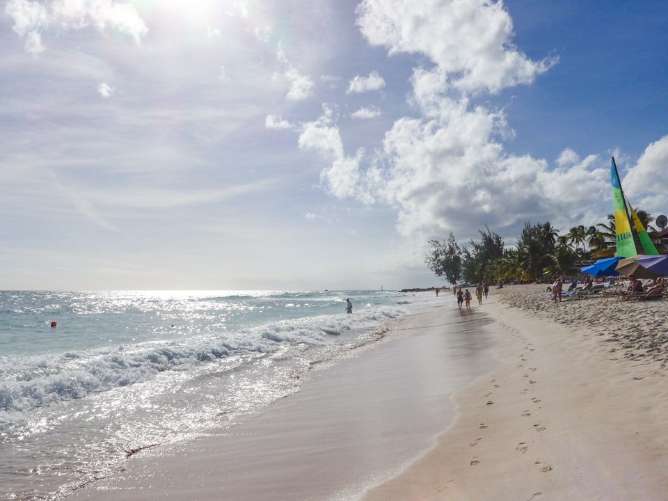 Dover Beach in Barbados in February