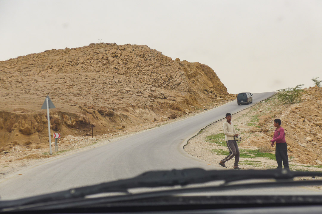 Kids Playing on Road in Jordan