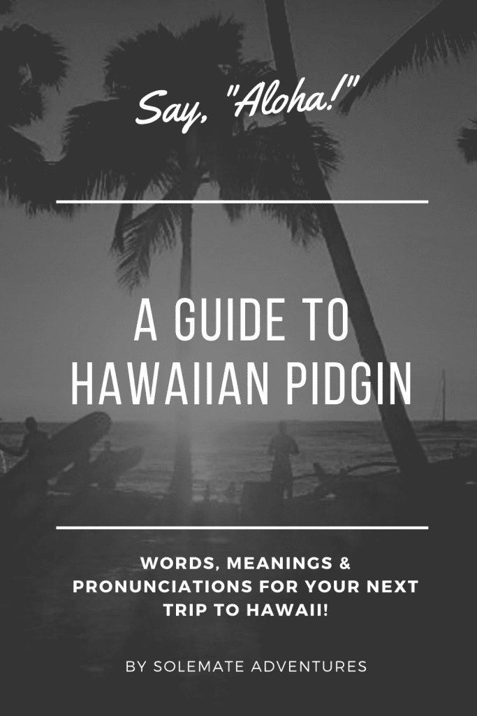 A mini dictionary of the most popular and helpful Hawaiian slang words and Pidgin phrases to know for your trip to Hawaii!