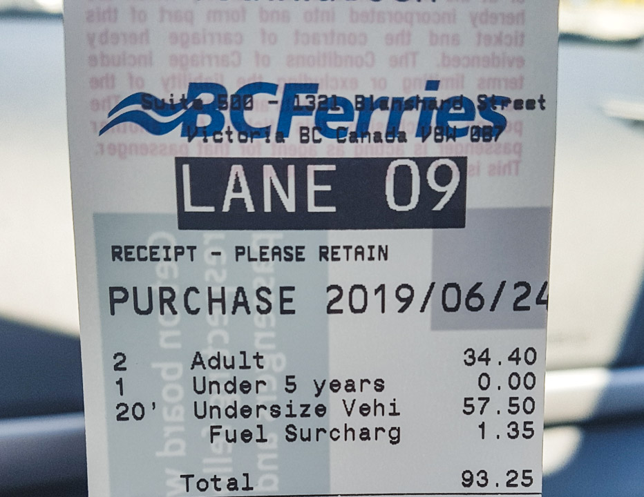 Vancouver to Victoria Ferry Cost