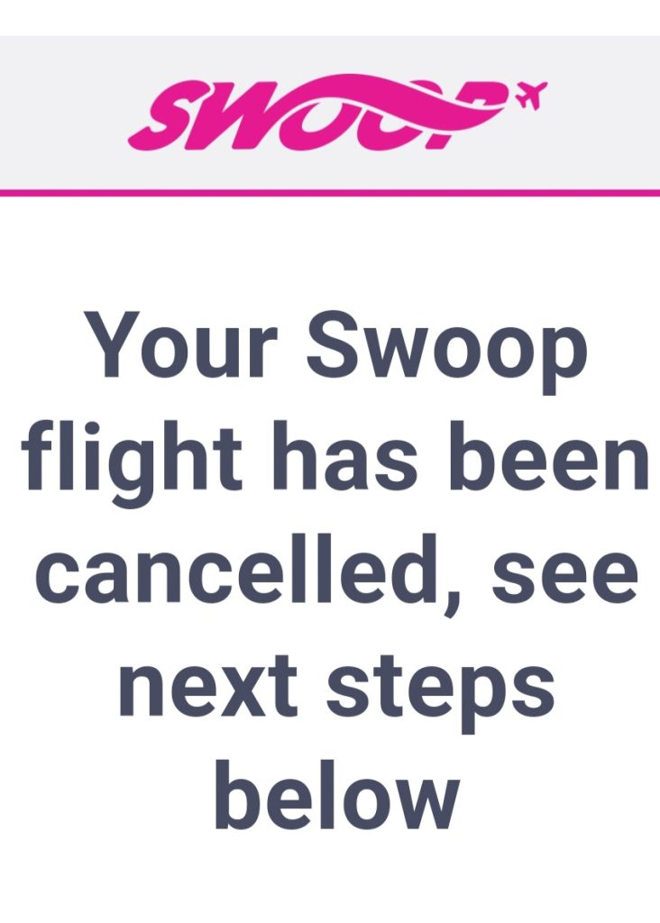 Swoop Airlines Cancellation