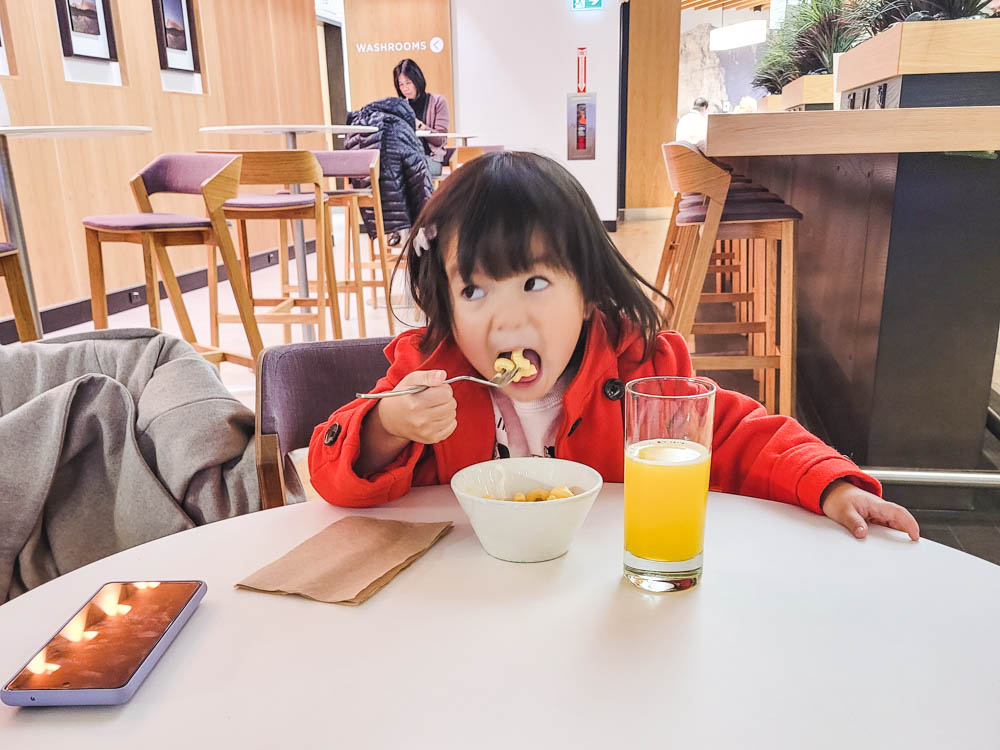 Airport Lounge YYC with 3 year old