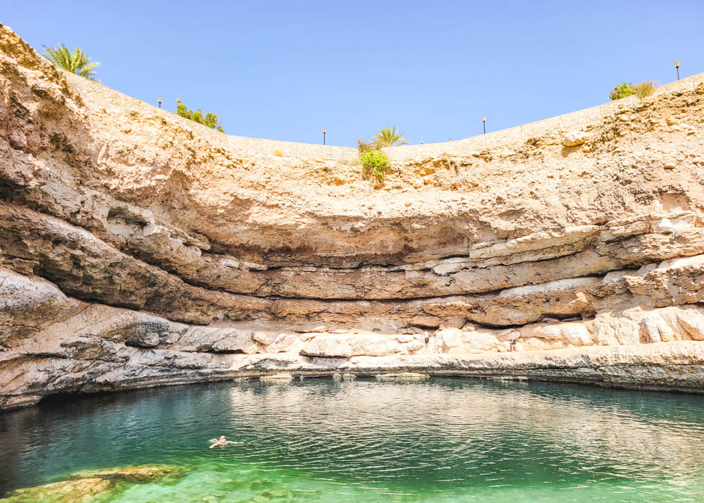 Swimming at Bimmah Sinkhole in Oman