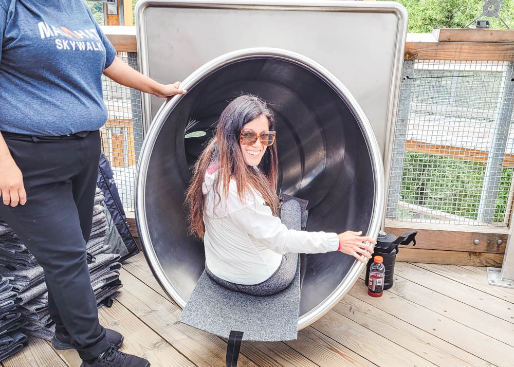 Riding the Malahat SkyWalk Slide