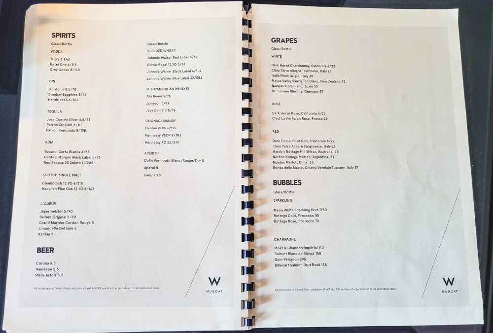 W Muscat Room Service Menu 4