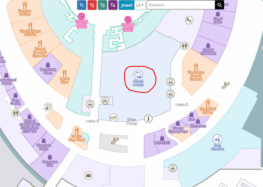 Changi Lounge Jewel Map