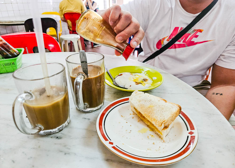 Kaya Toast with eggs and kopi Heap Seng Long