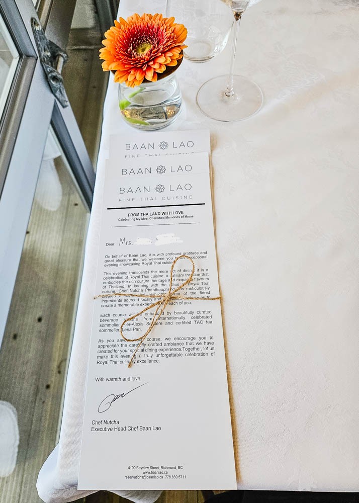 Baan Lao Personalized Menu