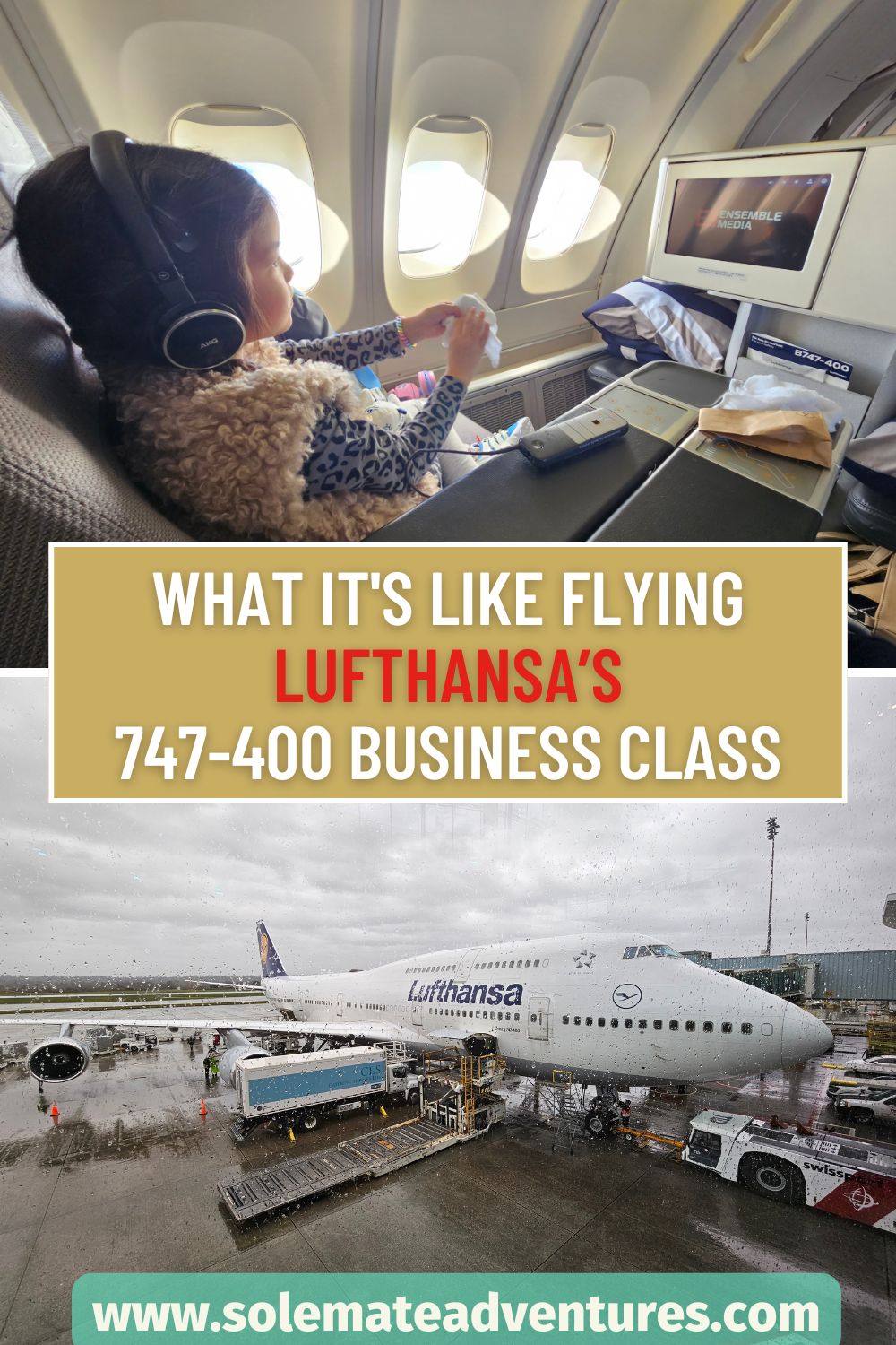 Our Lufthansa 747-400 Business Class review from Vancouver to Frankfurt on the upper deck. Full seat, service, and food review.