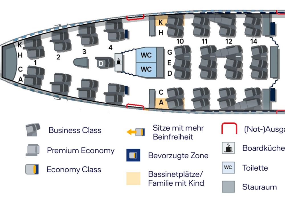 Lufthansa 747-400 Lower Deck Map