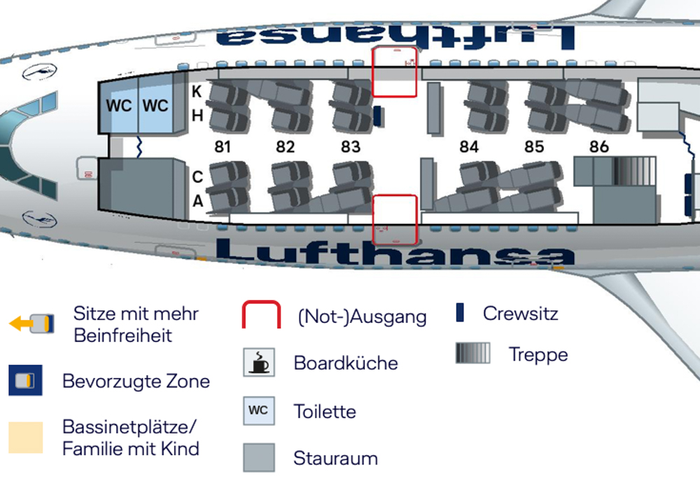 Lufthansa 747-400 Upper Deck Map