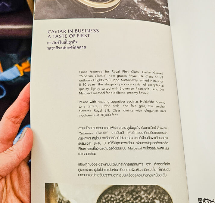 Thai Airways Business Class Caviar