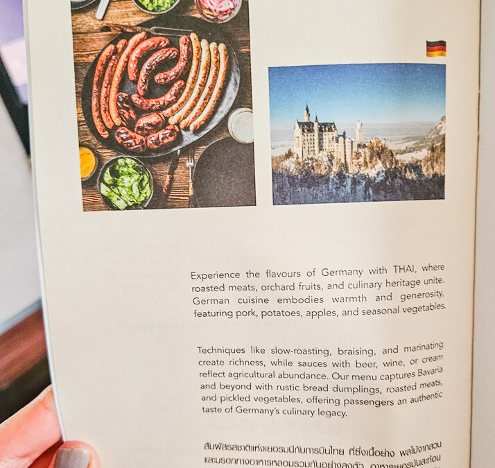 Thai Airways Business Class Menu German Options
