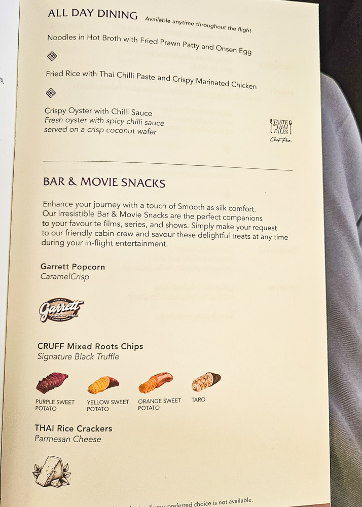 Thai Airways Business Class Snacks