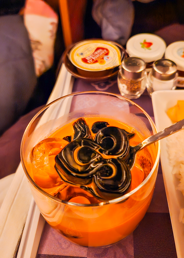 Thai Airways Business Class Thai Milk Tea with Grass Jelly Logo