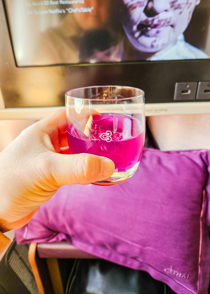 Thai Airways Business Class Welcome Drink Butterfly Pea