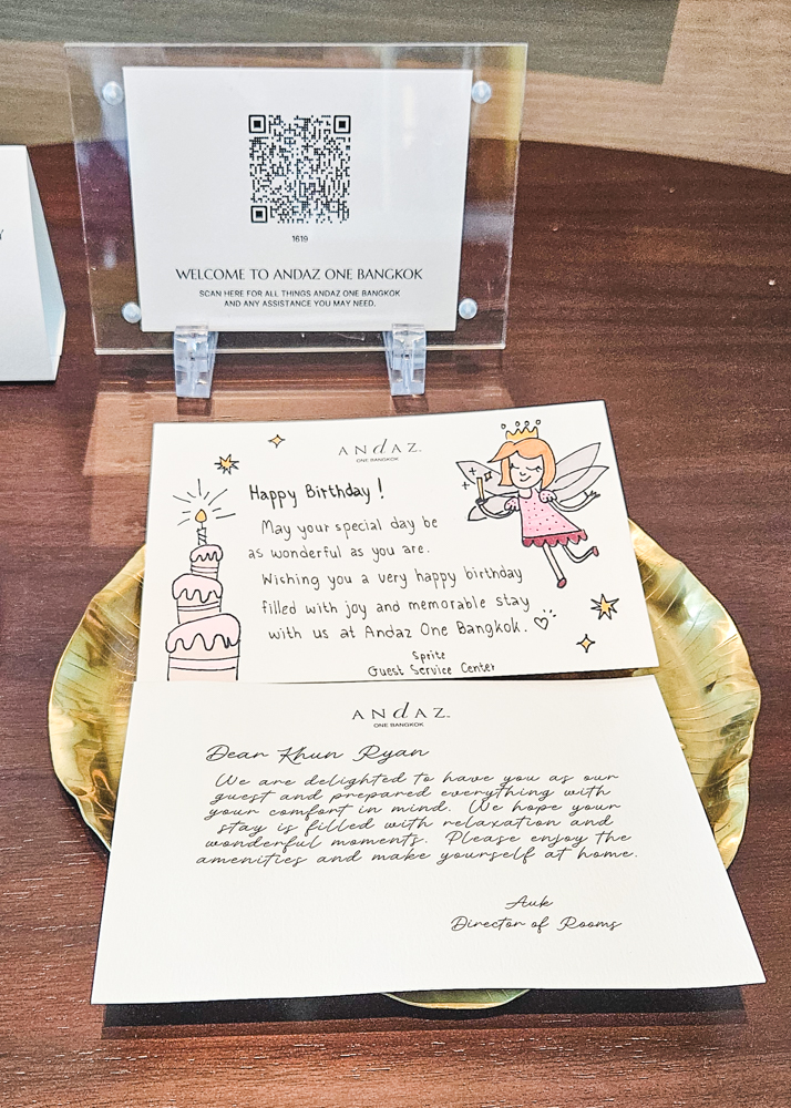 Andaz One Bangkok Welcome Note