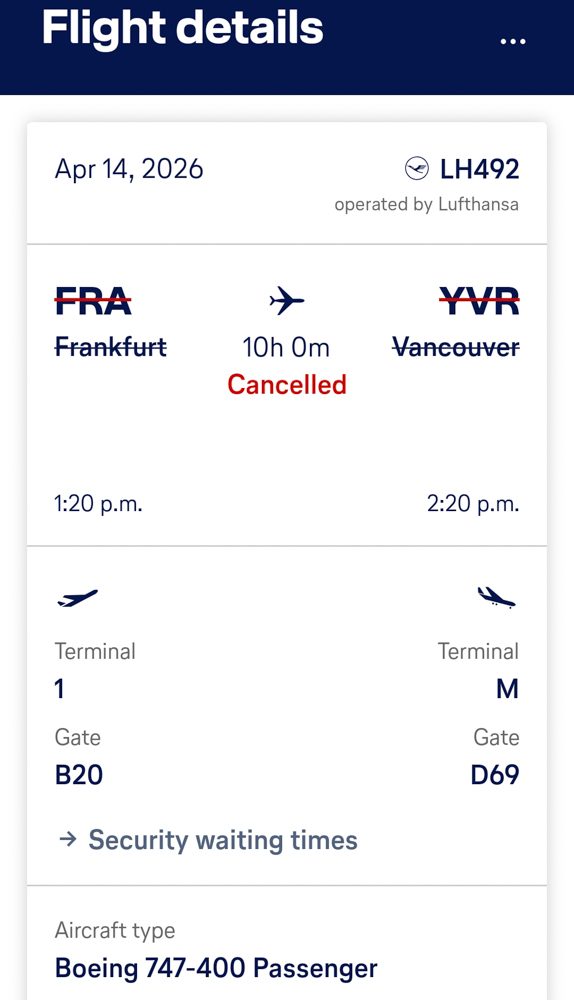 Flight Delay Report Lufthansa April 13
