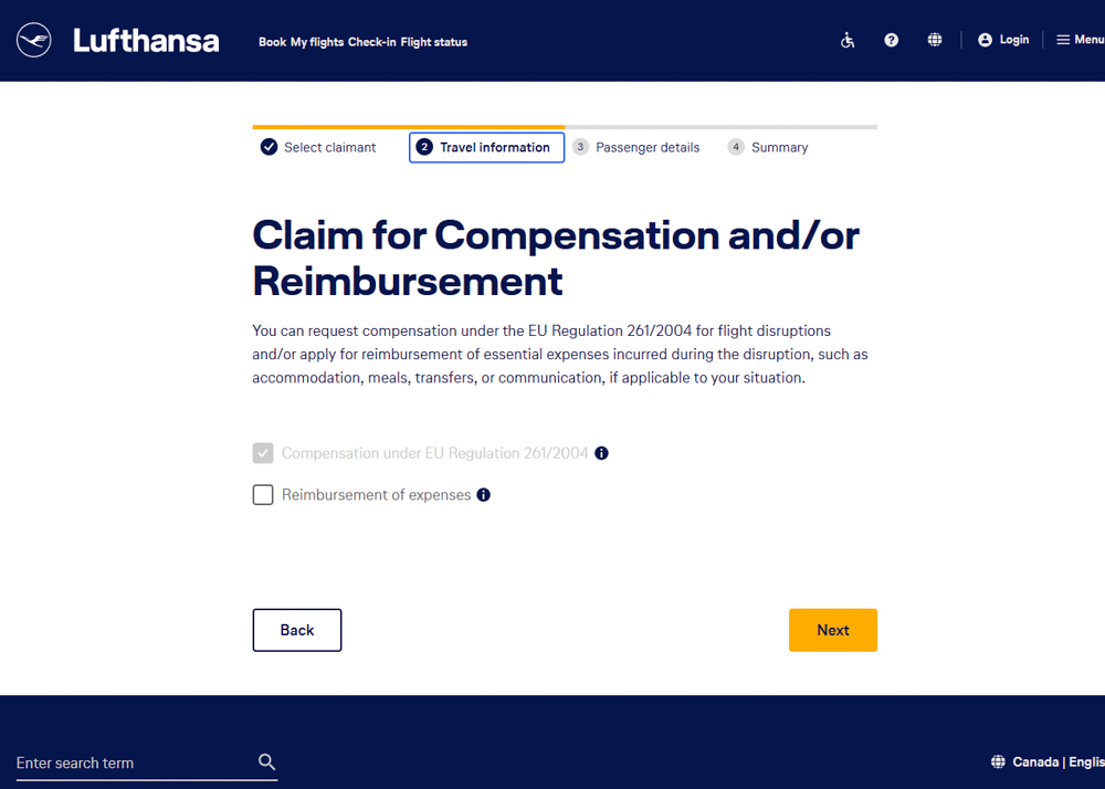Lufthansa Cancelled Flight Compensation Form Step 5