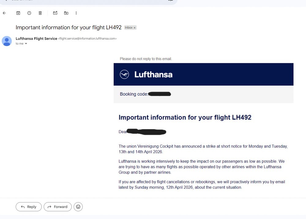 Lufthansa Strike Notice