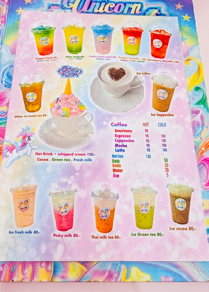 Bangkok Unicorn Cafe Menu