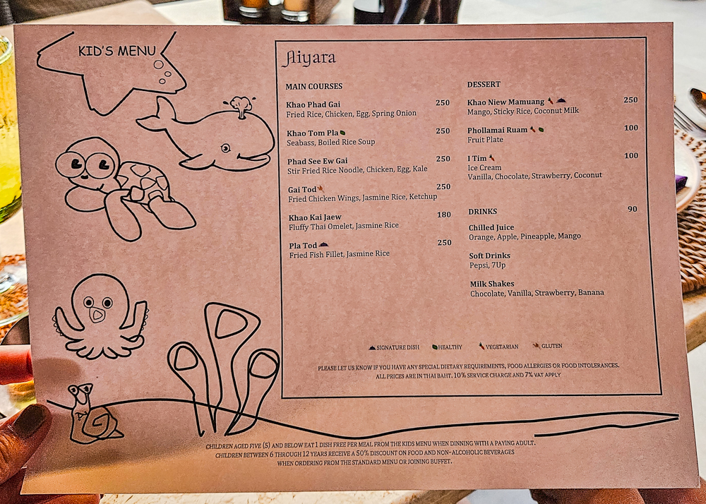 The Naka Island Aiyara Kids Menu