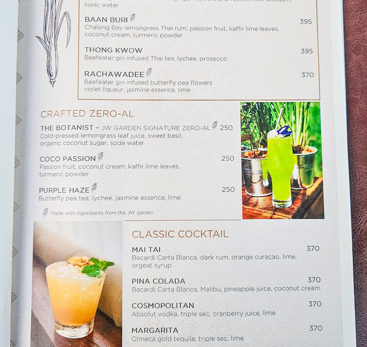 JW Marriott Khao Lak Ta Krai Drink Menu