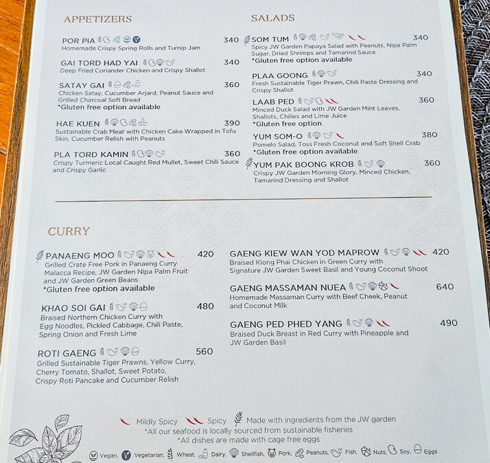 JW Marriott Khao Lak Ta Krai Menu Appetizers